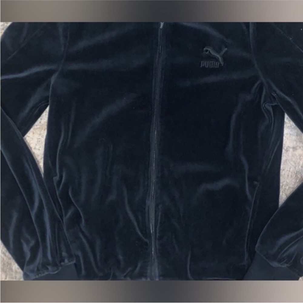 Puma Midnight Black/Charcoal shade Velour Jacket size Small - Picture 3 of 9